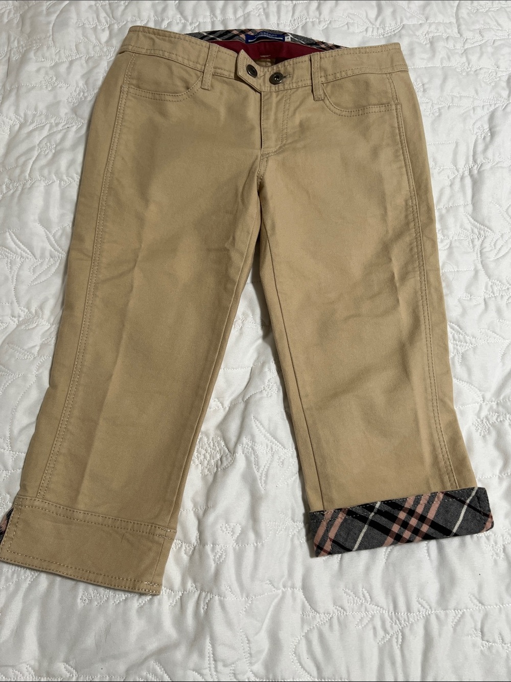 Burberry Blue Label Tan Cotton Cropped Pants